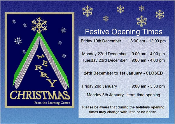 Christmas opening times