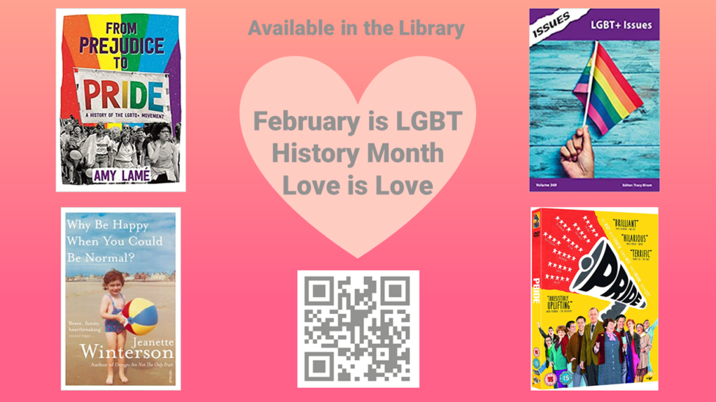 February is LGBT Month, Books available in the library.
