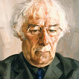 An abstract painting of Seamus Heaney's portrait 